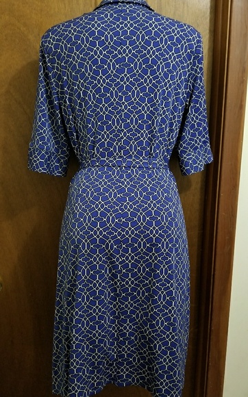 Laundry Shelli Segal blue ruched print shirt dress - Picture 4 of 6